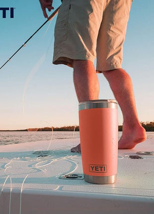YETI Rambler 20 oz Tumbler, Stainless Steel, Vacuum Insulated with MagSlider Lid, Coral