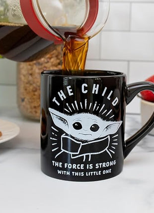 Silver Buffalo Star Wars The Mandalorian Force is Strong with this Little One Ceramic Coffee Mug, 14 Ounces
