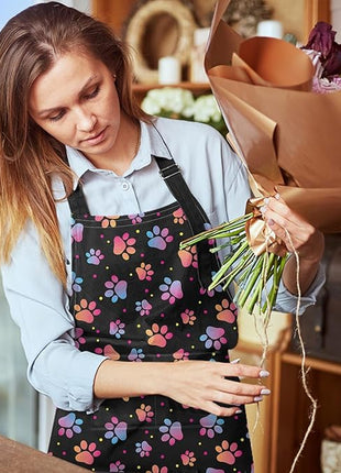 Britimes Apron Home Kitchen Cooking Baking Paw Animal Dog Apron Gardening for Women Men with Pockets 32x28 inch