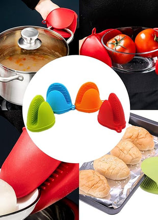 NEPAK 4 Pairs Silicone Cooking Pinch Grips Oven Mitts Potholder for Kitchen Cooking & Baking