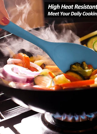 Upgrade Silicone Spatula Spoon Set,VOVOLY Heat Resistant Rubber Spoonula, Seamless Non-Stick Flexible Scrapers for Baking Mixing Tool,3 Pack,Starry Blue