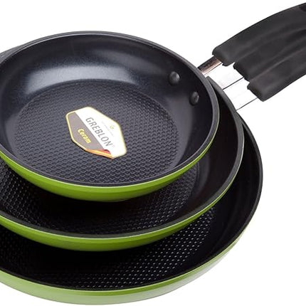 Green Earth Frying Pan 3-Piece Set by Ozeri (8", 10", 12") – 100% PTFE, PFC, APEO, GenX, NMP and NEP-Free German-Made Coating