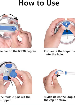 Silicone Spill Stopper Set Compatible with Stanley Cup 2.0 30oz & 40oz with Straw Cover (Set of 2, Iris)
