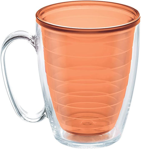 Tervis Clear & Colorful Tabletop Made in USA Double Walled Insulated Tumbler Travel Cup Keeps Drinks Cold & Hot, 16oz Mug, Citrus Sunrise