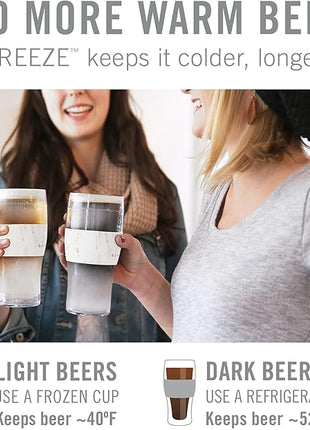 Host Freeze, Frozen Mugs, Freezable Pint Set, Beer Keep Your Drinks Cold, Double Walled Insulated Glasses, Tumbler for Iced Coffee, 16oz, Set of 2, Marble