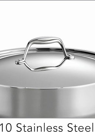 Tramontina Signature Tri-Ply Clad Stainless Steel 6-Quart Saute Pan with Lid, Induction-Ready Cooking Pan, Dishwasher-Safe, NSF-Certified, Made in Brazil