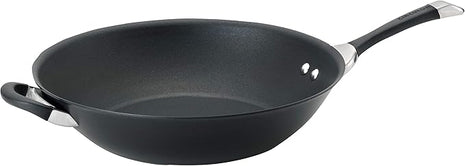Circulon Symmetry Hard Anodized Nonstick Stir Fry / Wok Pan with Helper Handle - 14 Inch, Black