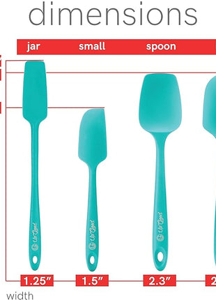 UpGood Silicone Spatula Set 600°F - High Heat Resistant Nonstick, Small and Large Kitchen Spatulas - Flexible BPA Free Professional Grade Cookware - Utensils for Cooking, Baking, Mixing(4 Pcs, Teal)