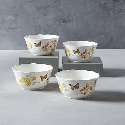 Lenox 856406 Butterfly Meadow Melamine 4-Piece All-Purpose Bowl Set, Lightweight Melamine Material