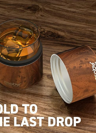 asobu Whiskey Sleeve Glass – Insulated Bourbon Tumbler with Premium Rocks Glass, BPA-Free, Double-Wall Stainless Steel, Keeps Drinks Cold Longer, 10.5oz