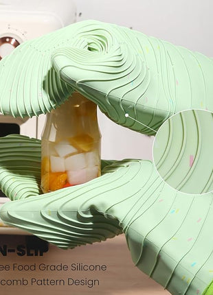 4 Pieces Oven Mitts and Pot Holders of Macaron Color Thickened Non-Slip Silicone Kitchen Gloves, Heat Resistant up to 500F, Essential for Kitchen Baking(makal-lv)