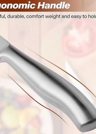 Steak Knife Set of 6, 4.5 inches Dishwasher Safe High Carbon Stainless Steel Knives, Silver