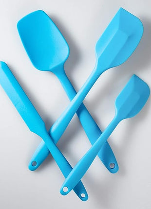 4 Piece Silicone Spatula Set, Flexible Heat Resistant Non-scratch Baking Cooking Rubber Spatulas with Stainless Steel Core, Blue