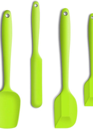 4 Piece Silicone Spatula Set, Flexible Heat Resistant Non-scratch Baking Cooking Rubber Spatulas with Stainless Steel Core, Green