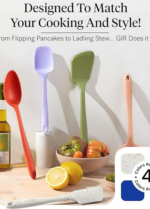 GIR: Get It Right 5-Piece Silicone Essentials Kitchen Utensils Set - Ladle, Spatula, Flip, Spoon & Spoonula - Non-Toxic Cooking Utensils for Nonstick Cookware, Cooking and Baking - Party Confetti