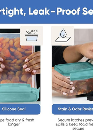 Chef's Path Airtight Food Storage Containers with Lids, 24 pcs (Teal Color) Plastic Kitchen and Pantry Organization for Dry Food, Flour and Sugar, BPA Free