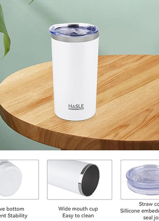 HASLE OUTFITTERS 12 oz Skinny Tumbler, Stainless Steel Insulated Slim Tumbler set bulk with Lid, Reusable Double Wall Travel Coffee Mug, Durable Powder Coated Travel Water Cup(White,6)