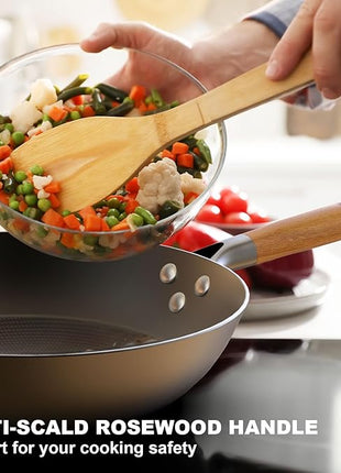 imarku NonStick Wok Pan, 12.5 inch Woks & Stir-Fry Pans Nonstick, Cast Iron Wok with Detachable Handle, Easy Clean Nonstick Frying Pan, Compatible with All Cooktops, Best Gifts for Women/Men