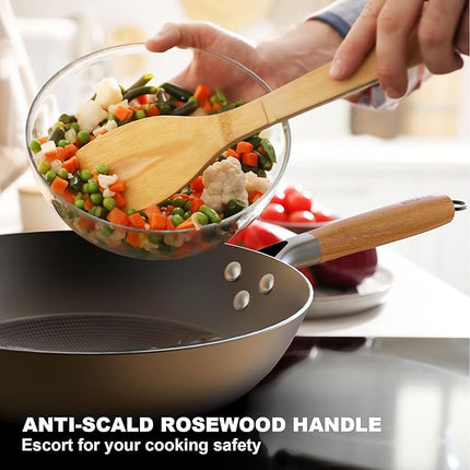 imarku NonStick Wok Pan, 12.5 inch Woks & Stir-Fry Pans Nonstick, Cast Iron Wok with Detachable Handle, Easy Clean Nonstick Frying Pan, Compatible with All Cooktops, Best Gifts for Women/Men