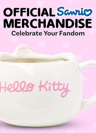 Silver Buffalo Sanrio Hello Kitty Pink Bow Ceramic 3D Sculpted Mug, 20 Ounces