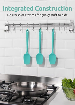 U-Taste Silicone Spoon Spatula Set, 600ºF High Heat Resistant Food Grade Flexible Rubber Scraper, Cooking Mixing Baking Kitchen Utensils Set of 3 (Aqua Sky)