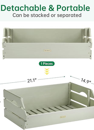 HABAU Wood Potato Onion Storage Bins - Wooden Stackable Produce Basket - Fruit Vegetable Storage for Kitchen Pantry Organization