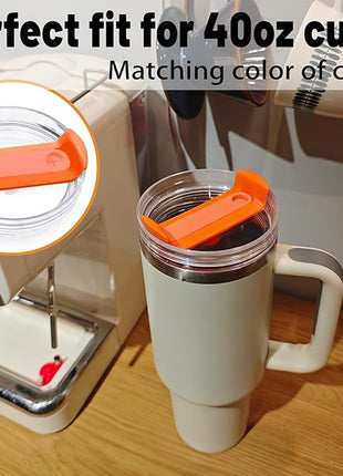 40 OZ Tumbler Lid Replacement Fit for Stanley Cup, 2 Pack Clear Replacement Lids Fit for Stanley Travel Tumbler, Spill Proof Tumbler Covers for Stanley Cup Accessories (Clear - Orange)