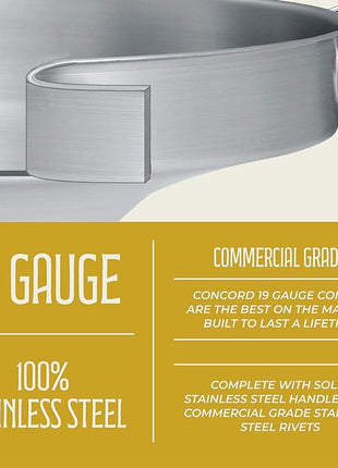 CONCORD Stainless Steel 3 Piece 22" Comal Cookware Set. Comales Discada Set