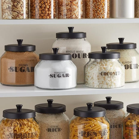 Talented Kitchen Clear Vinyl Pantry Labels for Food Containers - Waterproof & Repositionable for Kitchen Jars - Farmhouse Pantry Organization - Preprinted Baking Labels - Pack of 154, Assorted Sizes