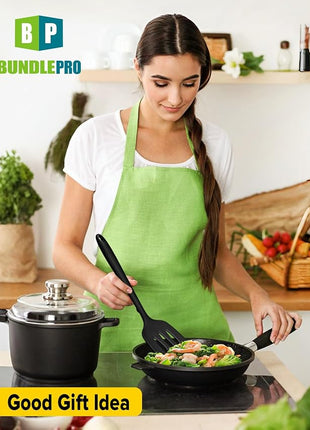 Pack of 2 Silicone Spatula Turners, Non Stick Slotted Kitchen Spatula Set, Heat Resistant BPA Free Kitchen Utensils, One-Piece Design, Suitable for Flipping Fish, Eggs, Steak, Pancakes(BLACK)