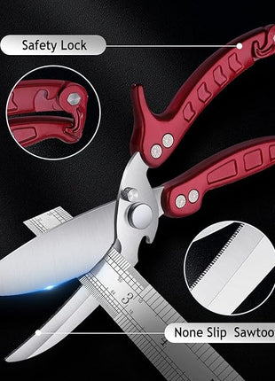 DRAGON RIOT Heavy Duty Poultry Shears - A Must Have Kitchen Shears for Chicken and Meat Cutting - Dishwasher Safe and Stainless Food Kitchen Scissors for Thanksgiving