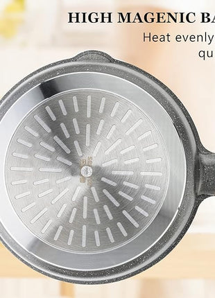 SENSARTE Nonstick Skillet, Deep Frying Pan 10/11/12-inch, Saute Pan with Lid, Stay-cool Handle, Healthy Stone Cookware Cooking Pan, Induction Compatible (10-Inch/3.5QT)