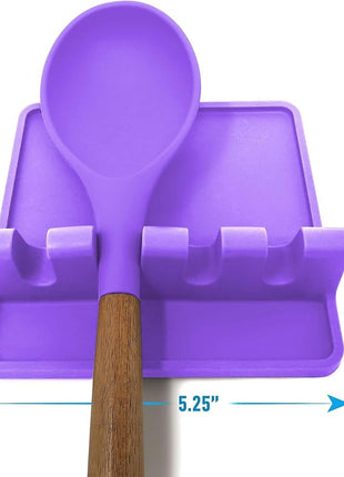 Zulay Kitchen Silicone Utensil Rest with Drip Pad for Multiple Utensils - BPA-Free, Heat-Resistant Spoon Rest & Spoon Holder for Stove Top - Kitchen Utensil Holder for Ladles & Tongs - Mystic Violet