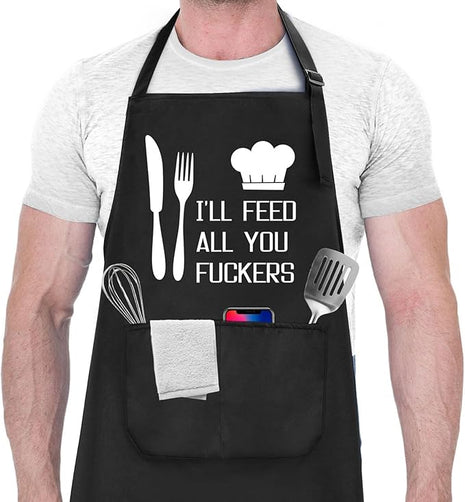 Funny Cooking Aprons for Men Gifts for Dad Husband Boyfriend Brother Unique Birthday Gifts for Men Women BBQ Grilling Apron