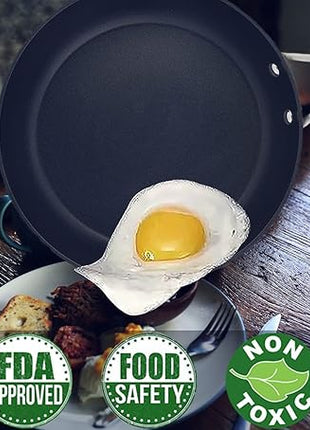 MsMk Small Frying pan, 8-inch Nonstick Durable Egg Omelet Skillet with Stay-Cool Handle, Limestone Non Stick Coating From GRE, 4mm Stainless Steel Base Induction, Oven Safe, Dishwasher Safe