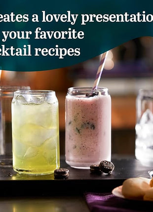 Libbey Classic Can Tumbler Glasses Set of 4, Clear Kitchen Glassware Sets for Beverages and Cocktails, Lead-Free, Cute Drinking Glasses, 16-Ounce