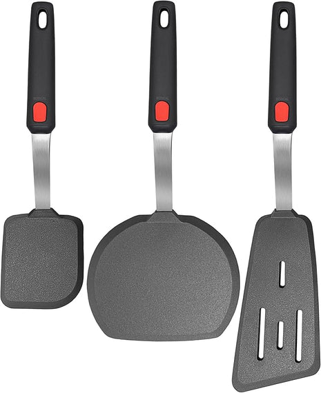 Set of 3, Silicone Spatula Turner,600°F Heat Resistant Cooking Spatulas for Nonstick Cookware, Large Kitchen Utensils BPA Free Rubber Spatula Set for Egg, Pancake, Fish, Burger