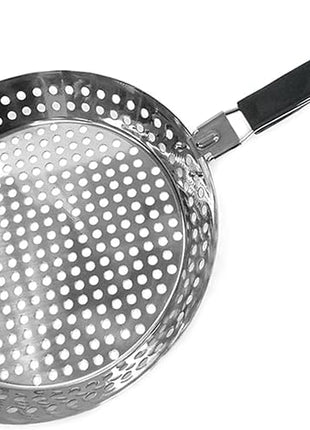 Mr. Bar-B-Q 12" Stainless Steel Skillet, Deep Fryer Strainer for Seafood, Vegetable Grill Basket w/Removable Handle Stainless Steel for BBQ Grill, Camping, Backpacking, Grilling Accessories 06753Y
