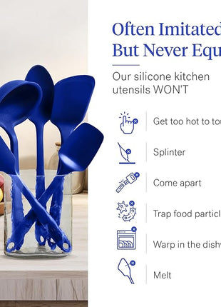 GIR: Get It Right - 5 Piece Essentials All Purpose Set - Ladle, Spatula, Flip, Spoon & Spoonula, Non-stick, Heat Resistant, Dishwasher Safe, Kitchen Utensils, Baking Supplies - Royal Blue