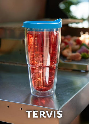 Tervis Clear & Colorful Tabletop Made in USA Double Walled Insulated Tumbler Travel Cup Keeps Drinks Cold & Hot, 24oz, Quartz