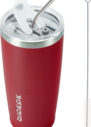 BJPKPK 20 oz Tumbler Stainless Steel Vacuum Insulated Tumblers Cup with Lid and Straw,Red