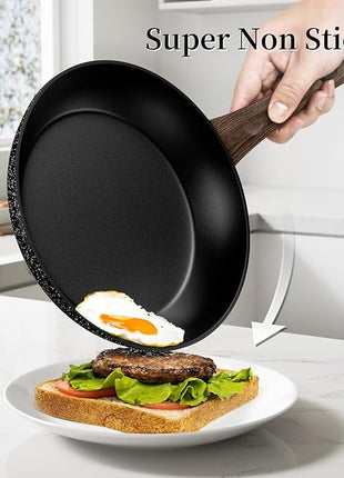 Non Stick Frying Pan, Frying Pan Nonstick Egg Pan Non Toxic, Small Skillet Pans Omelette Pan, Induction Compatible, PFOA Free Healthy Pans(8 Inch, Black)