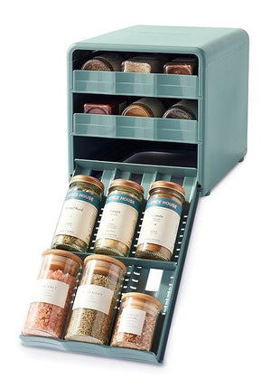 YouCopia SpiceStack Adjustable Spice Rack Organizer, Pull-Down 18-Bottle Seasonings and Spices Holder for Kitchen Cabinet and Pantry Organization with 104 Included Labels