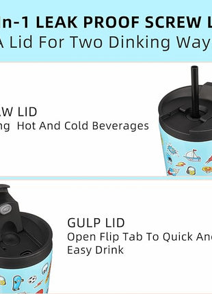 BJPKPK 34oz Insulated Tumbler With lid And Straw Stainless Steel Tumblers Travel Coffee Mug Reusable Thermal Cup,Playground