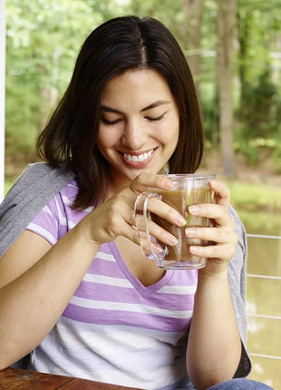 Tervis Clear & Colorful Tabletop Made in USA Double Walled Insulated Tumbler Travel Cup Keeps Drinks Cold & Hot, 16oz Mug, Clear