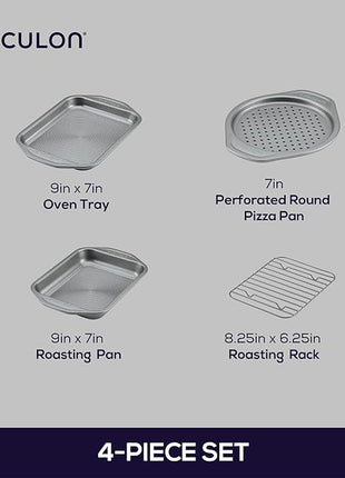 Circulon Total Bakeware Nonstick Toaster Oven & Personal Pizza Pan Baking Set, 4-Piece