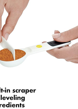 OXO Good Grips 6-Piece Plastic Measuring Spoons with Scraper- White