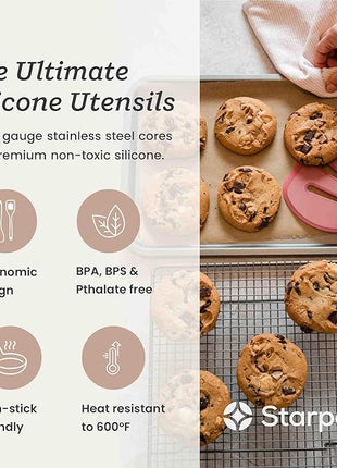 Starpack 'Flex & Flip' Flexible Silicone Turner Spatula (Wide) - High Heat Resistant Spatulas for Cooking Egg 600°F - Silicone Pancake Turner Spatula, LFGB Grade Non Stick Rubber Kitchen Utensils