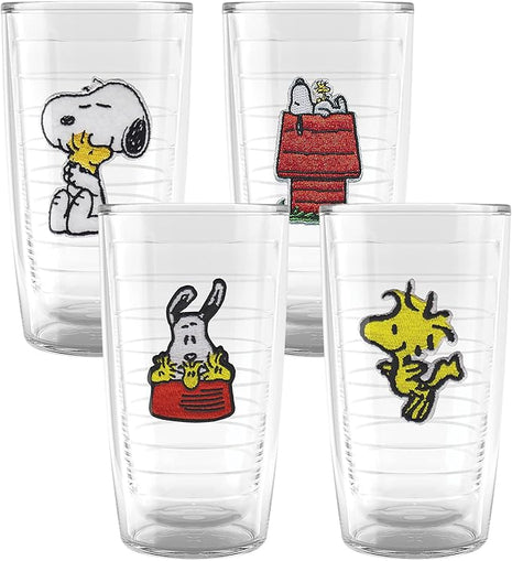 Tervis Peanuts Best Buddies Collection Snoopy Woodstock House Made in USA Double Walled Insulated Tumbler Travel Cup Keeps Drinks Cold & Hot, 16oz 4pk, Assorted