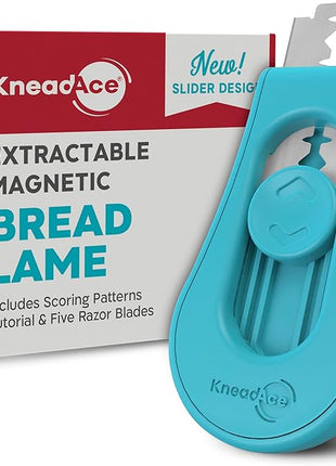 KneadAce Upgraded Extractable & Magnetic Bread Lame Dough Scoring Tool - Professional Sourdough scoring tool for Sourdough Bread baking & Bread Making Tools - Scoring Patterns booklet & 5 Razor Blades